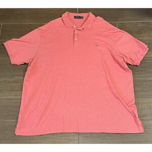 Polo Ralph Lauren Men's Polo Shirt 4XLT Red Short Sleeve Flesh Pony Big Tall